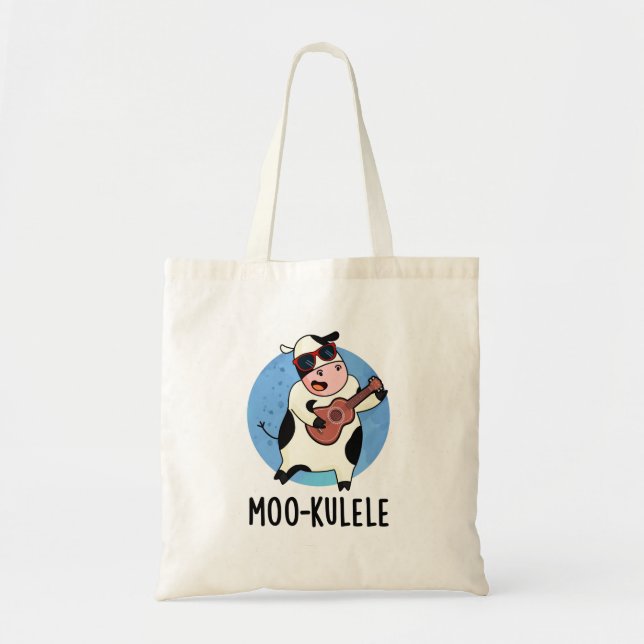 Moo-kulele Funny Ukulele Cow Pun  Tote Bag (Front)