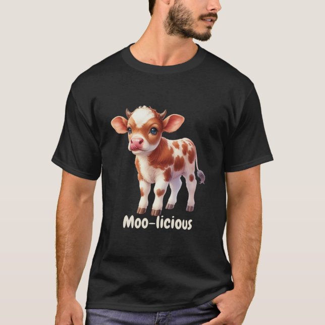 Moo-licious Funny Baby Cow T-shirt  (Front)