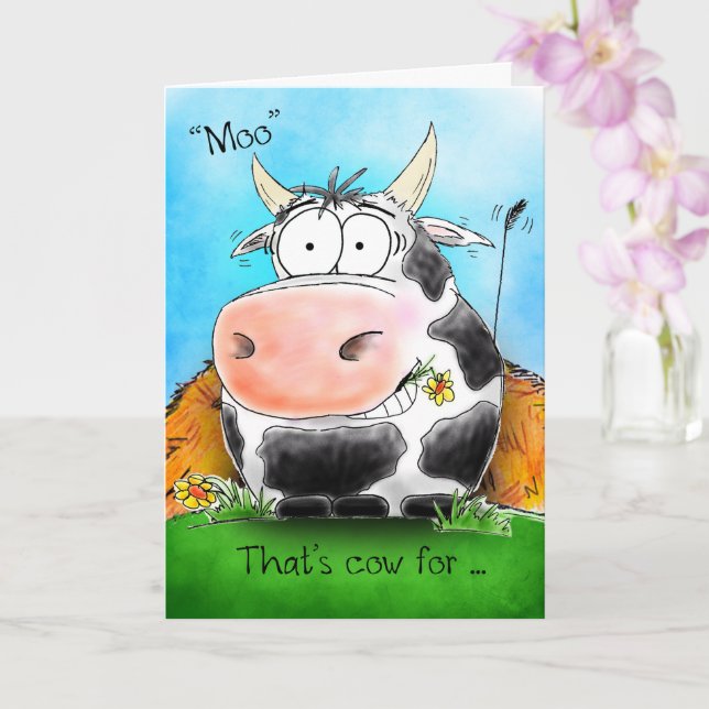 Moo Means Happy Birthday Cartoon Cow Card Zazzle
