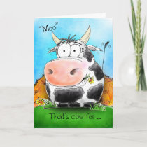 Moo Means Happy Birthday Cartoon Cow Card