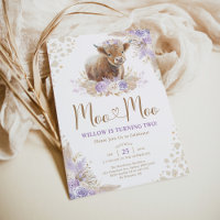 Moo Moo Boho Purple Highland Cow 2nd Birthday