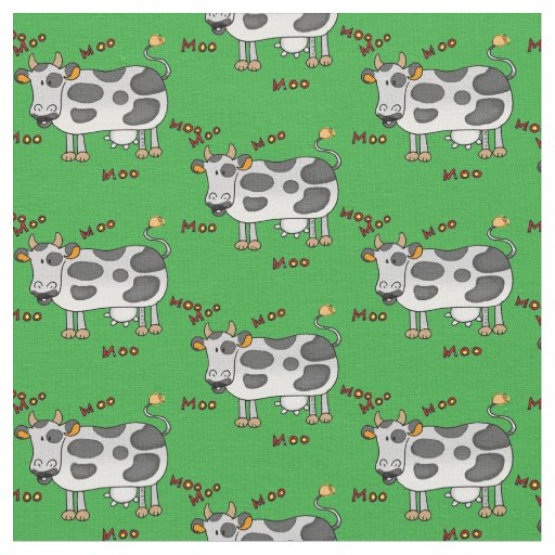 moo moo farm cow pattern fabric | Zazzle