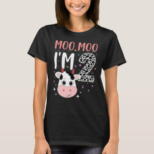 Moo Moo I'm 2 Two Year Old Cow 2nd Birthday Farm A T-Shirt