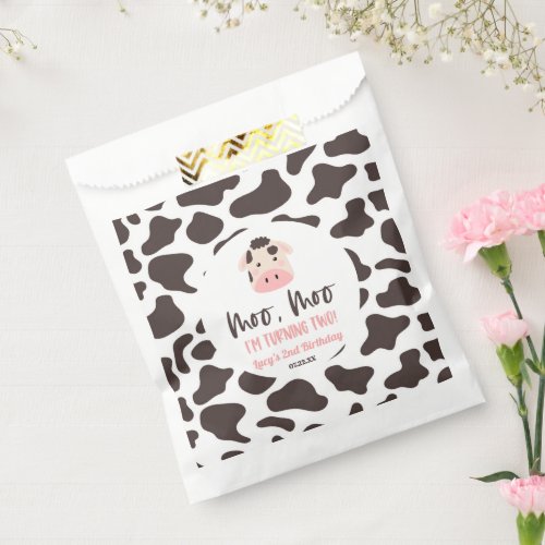 Moo Moo Im Turning Two Cow 2nd Birthday Party Favor Bag