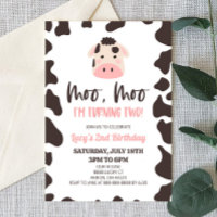 Moo Moo I'm Turning Two! Cow 2nd Birthday Party