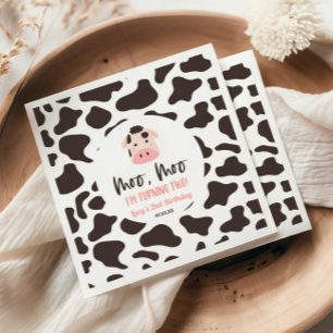 Moo Moo I'm Turning Two Cow 2nd Birthday Party Napkins