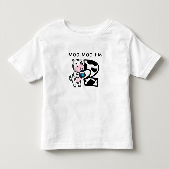Moo Moo I'm Two 2nd Birthday Funny Cow Sounds  Toddler T-shirt (Front)