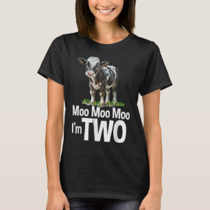 Moo Moo Im Two 2nd Birthday Funny Cute Cow Sounds T-Shirt