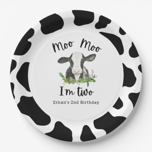 Moo Moo Im Two Cow 2nd Birthday Party Paper Plates