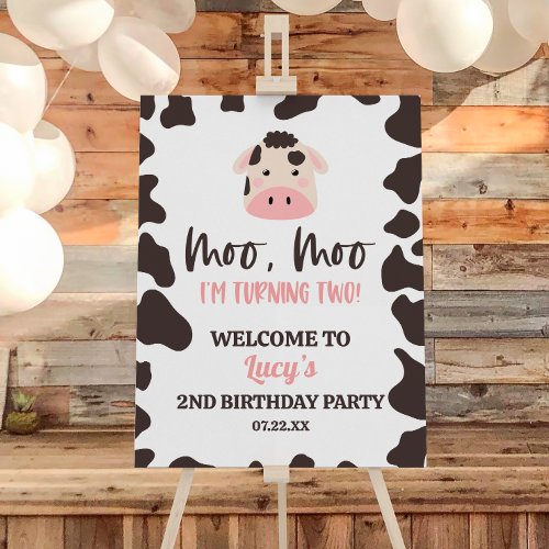 Moo Moo Im Two Cow Birthday Party Welcome Sign