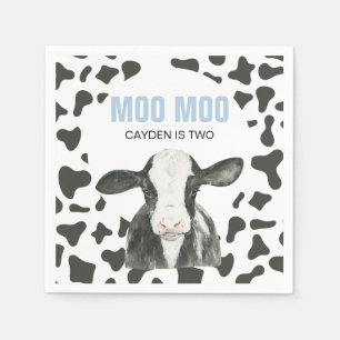MOO MOO I'm TWO Cow Print birthday Napkins