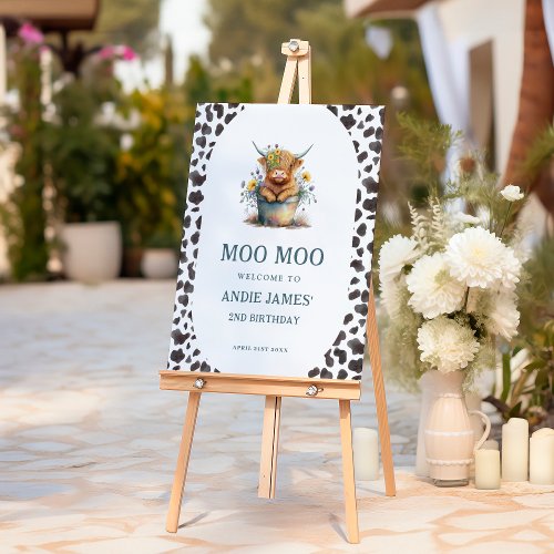 Moo Moo Im Two Cow Print Farm Girl Birthday Sign