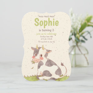 Moo Moo Moo Cow Girl Birthday Invite, Farm Girl  Invitation