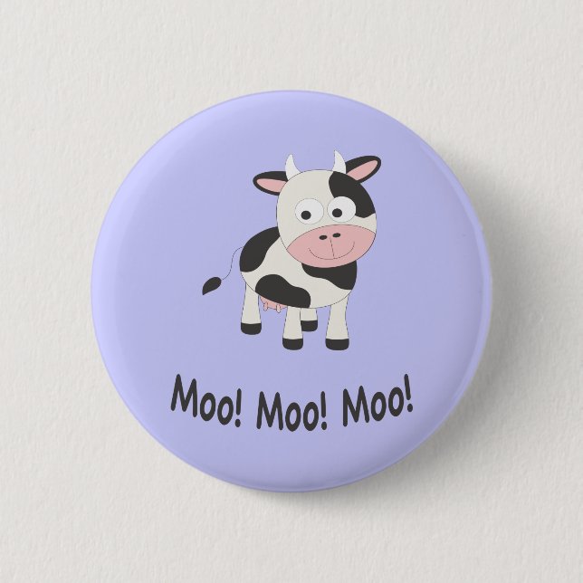 Moo Moo Moo Cute Cartoon Cow Button (Front)