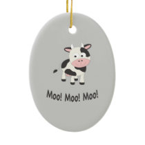 Moo Moo Moo Cute Cartoon Cow Ceramic Ornament