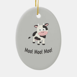 Moo Moo Moo Cute Cartoon Cow Ceramic Ornament