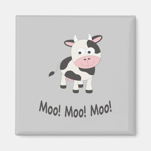Moo Moo Moo Cute Cartoon Cow Magnet (Front)