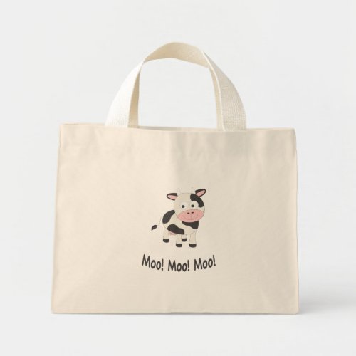 Moo Moo Moo Cute Cartoon Cow Mini Tote Bag