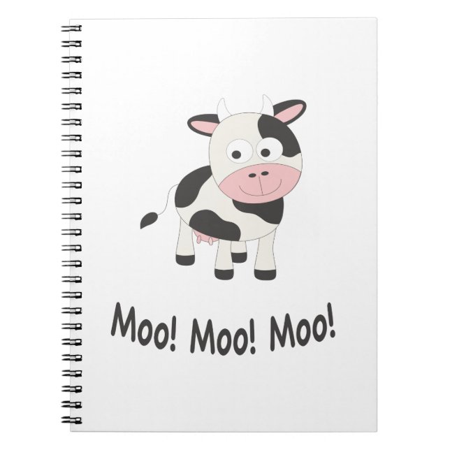 Moo Moo Moo Cute Cartoon Cow Notebook (Front)