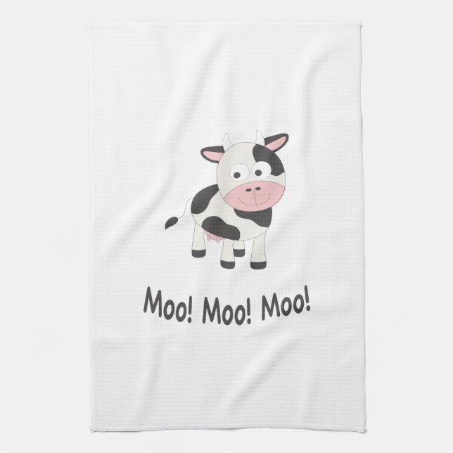 Moo Moo Moo Cute Cartoon Cow Towel (Vertical)