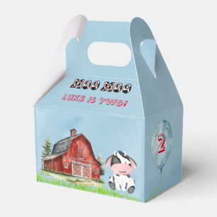 Moo Moo Name Is Two Boy Birthday Party Favor Boxes