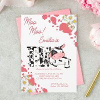 Moo moo pink pattern cute cow birthday party