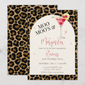 moo moo dress party invitations Moo Moo's & Margaritas Animal Print Invitation
