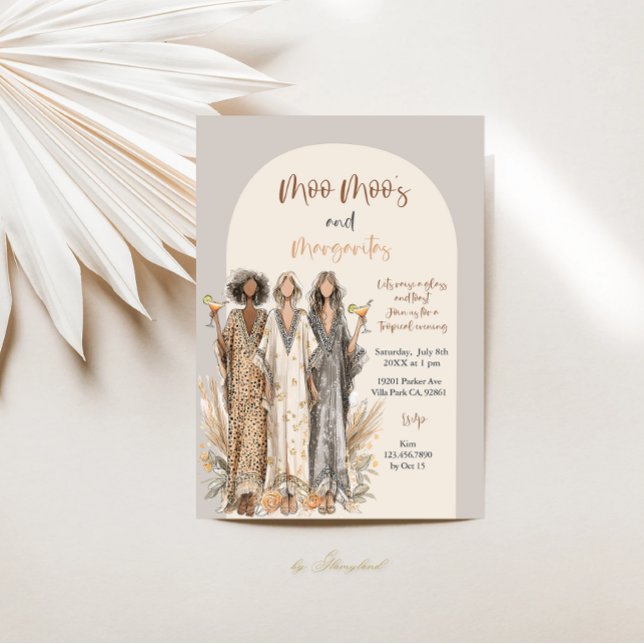 Moo Moo's & Margaritas Animal Print Invitation (Creator Uploaded)