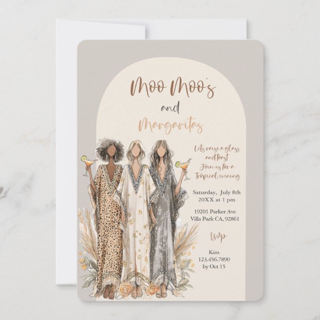 moo moo dress party invitations Moo Moo's & Margaritas Animal Print Invitation
