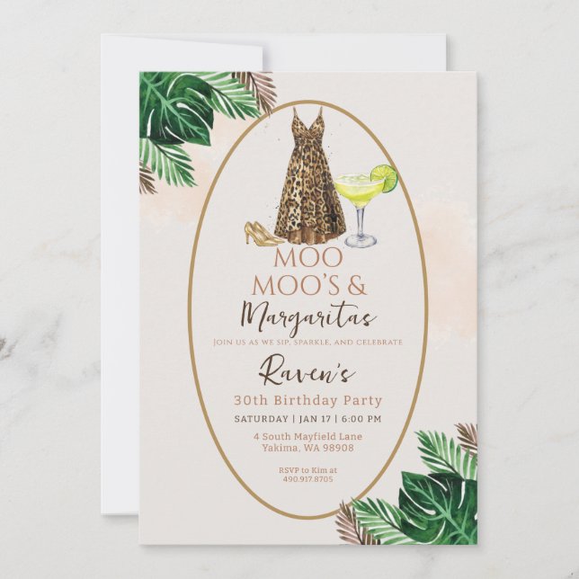 Moo Moo's & Margaritas Birthday Invitation (Front)