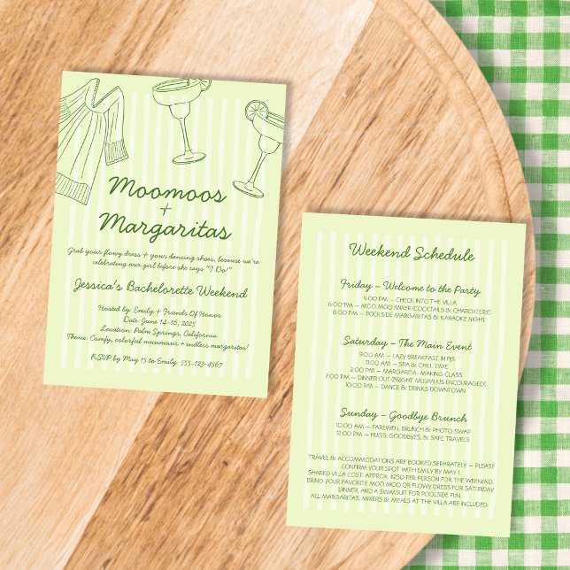 Moo Moos & Margaritas Green Bachelorette Weekend Invitation (Moo Moos & Margaritas Green Bachelorette Weekend Invitation)