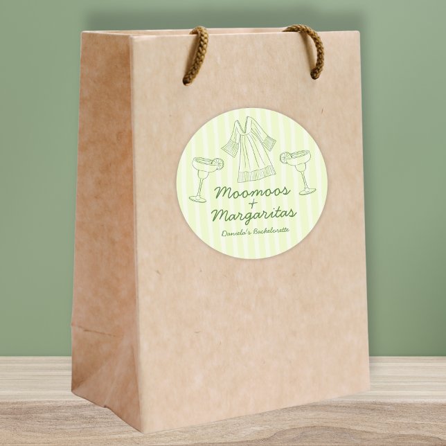 Moo Moos & Margaritas Handwritten Bachelorette Classic Round Sticker (Moo Moos & Margaritas Handwritten Bachelorette Classic Round Sticker)