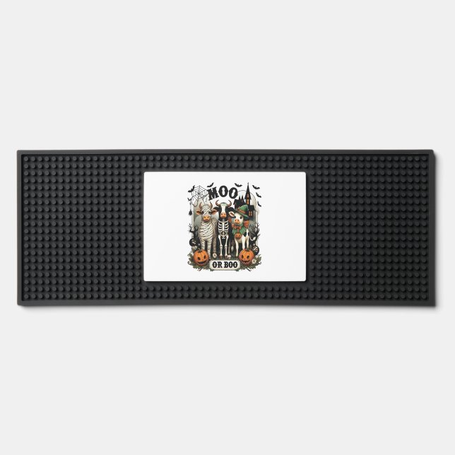 Moo or Boo Halloween Cow Bar Mat (Front)