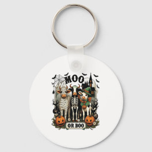 Moo or Boo Halloween Cow Keychain