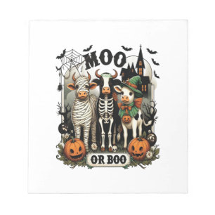 Moo or Boo Halloween Cow Notepad