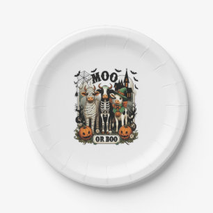 Moo or Boo Halloween Cow Paper Plates