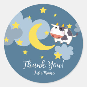Moo Over the Moon Baby Shower Classic Round Sticker