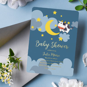 Moo Over the Moon Baby Shower Invitation Foil Invitation