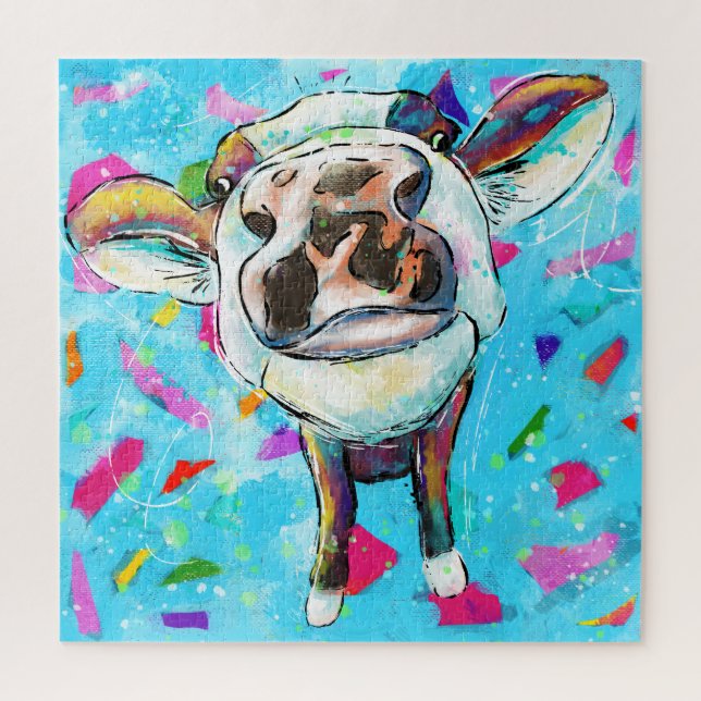Moo-rific Doodle Ink Cow Jigsaw Puzzle (Vertical)