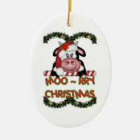 Moo-rry Christmas Cow ornament