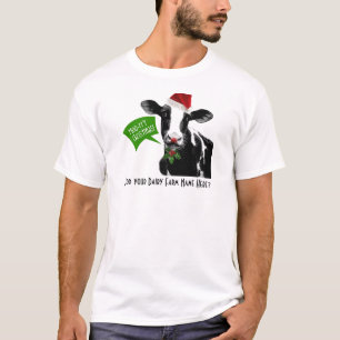Moo rry Christmas! Funny Holiday Cow in Santa Hat T-Shirt