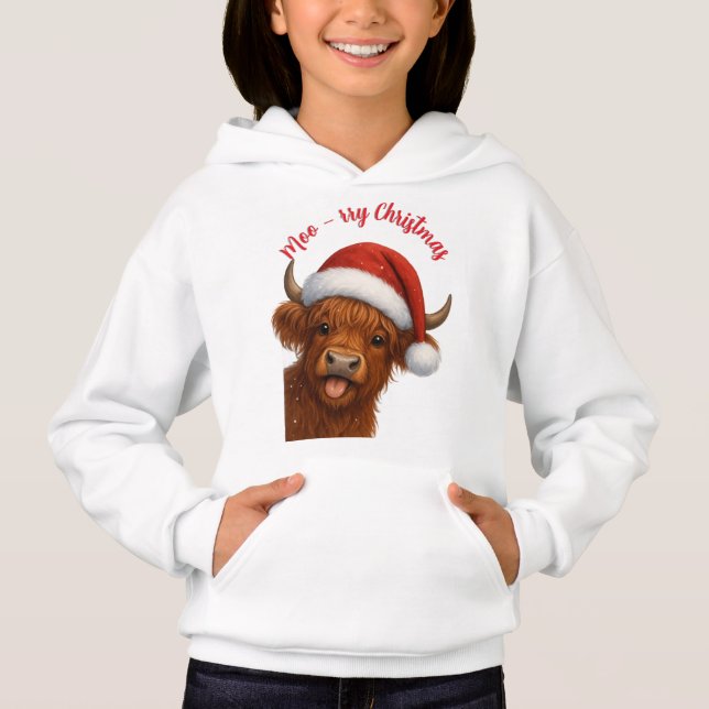 Moo-rry ChristmasT-Shirt Hoodie (Front)