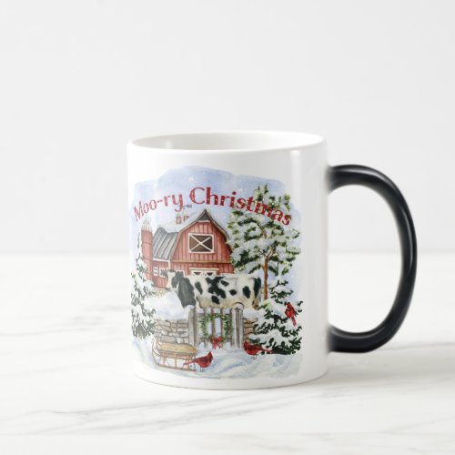 Moo_ry Christmas Holiday for Farm and Cow People Magic Mug