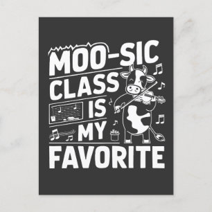 Moo-sic Class is my Favorite Funny Moo Cow School Postcard