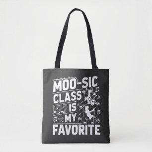 Moo-sic Class is my Favorite Funny Moo Cow School Tote Bag