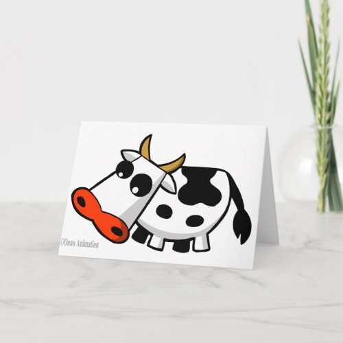 Moo the black and white cow Greeting card