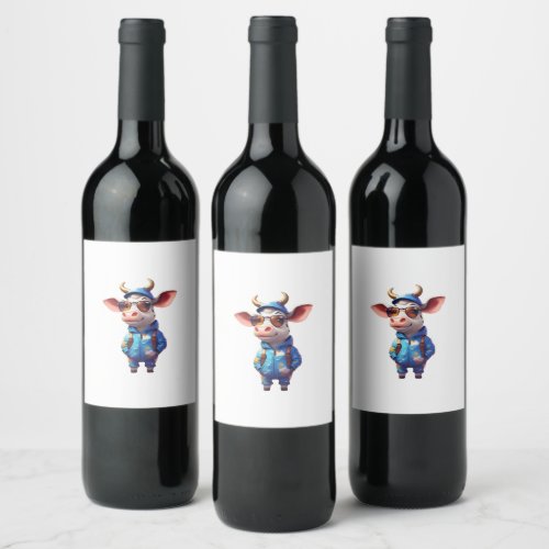 Moo_tiful Creations Cartoon Cow T_Shirt Designs Wine Label