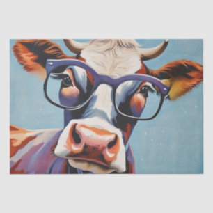 Moo-tiful Style: Cow in Hat and Glasses Decoupage Tissue Paper