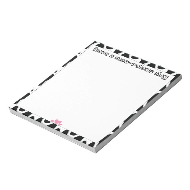 Moo-velous Cow Print Unlined Stationery Notepad (Rotated)