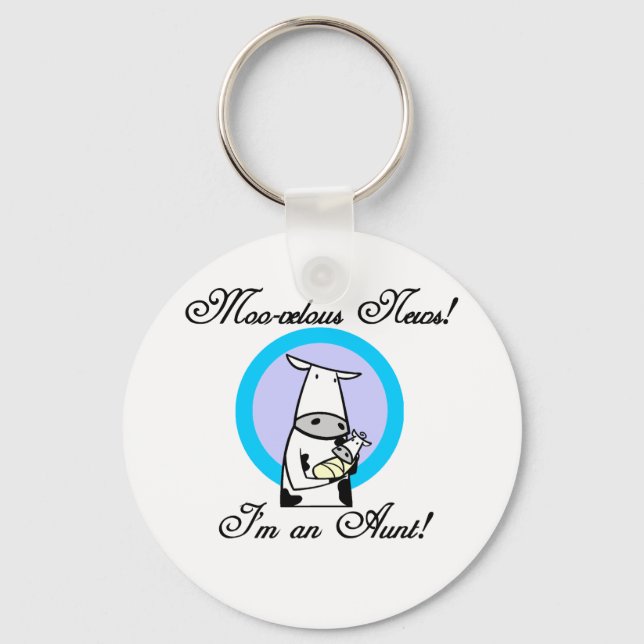 Moo-velous New Aunt Tshirts and Gifts Keychain (Front)